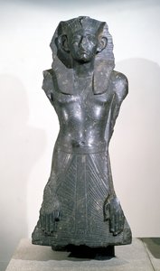 Statue av Sesostris III (1878-1843 f.Kr.) i middelalderen, fra Deir el-Bahri, Theben, ca. 1850 f.Kr. (granitt)